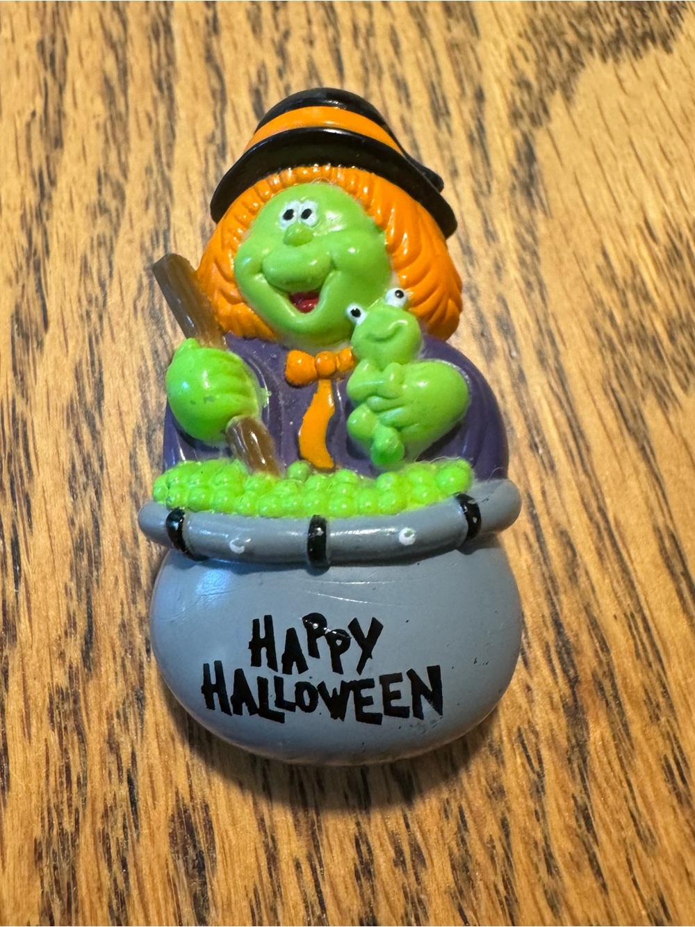 Festive Halloween Witch Brooch - Green & Orange